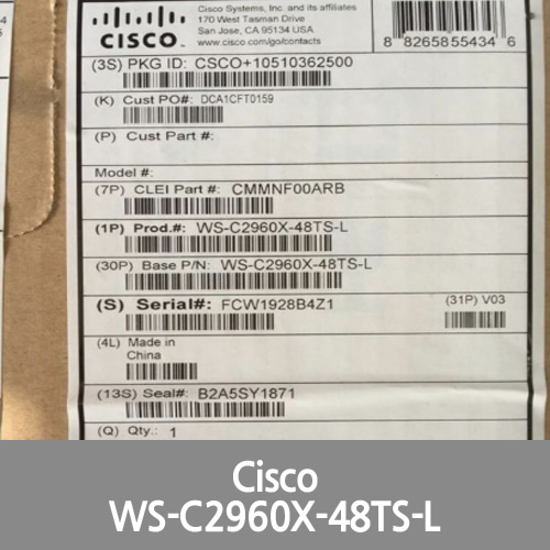 [Cisco] *New* WS-C2960X-48TS-L Catalyst 2960-X 48 GigE, 4 x 1G SFP, LAN Base