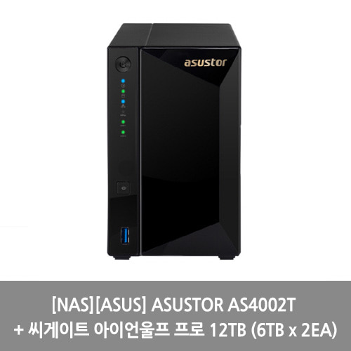 [NAS][ASUS] ASUSTOR AS4002T + 씨게이트 아이언울프 프로 12TB (6TB x 2EA)