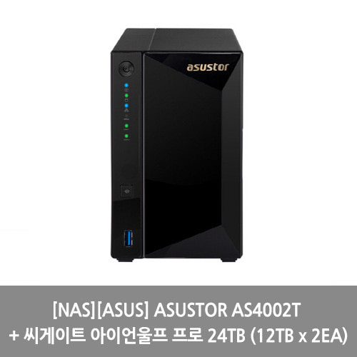 [NAS][ASUS] ASUSTOR AS4002T + 씨게이트 아이언울프 프로 24TB (12TB x 2EA)